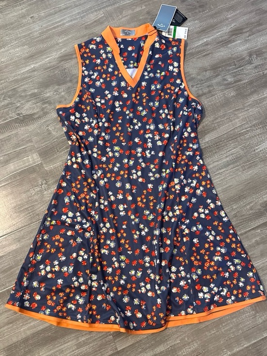 Callaway Dresses & Skirts - Callaway Navy Floral Sleeveless Women’s Dress with Orange Trim